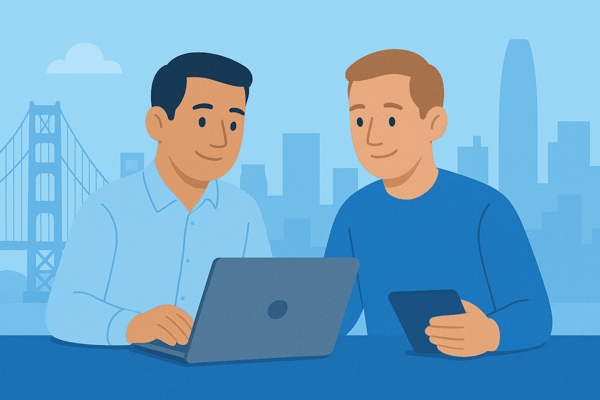 SMB owner viewing an automated workflow dashboard on a laptop